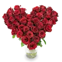 Kytice rudých růží ve tvaru srdce